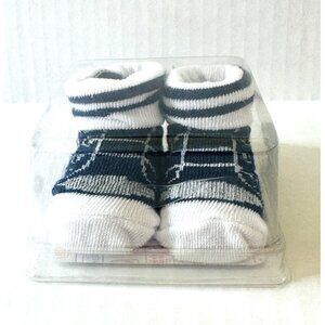Swiggies Infant Baby Booties 0-12 Months Boy 1 Pair Navy Blue Gray White NEW!